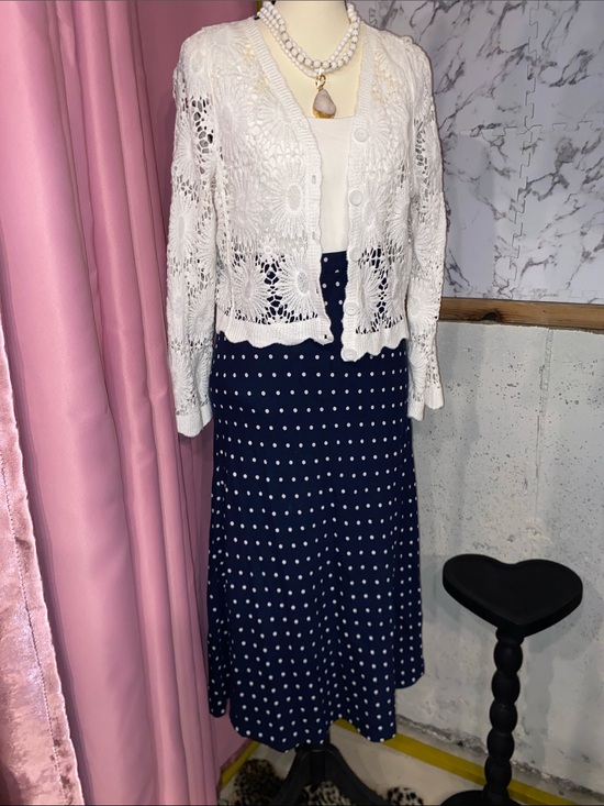 Old Navy Dresses & Skirts - Old Navy Navy and White Polka Dot Skirt